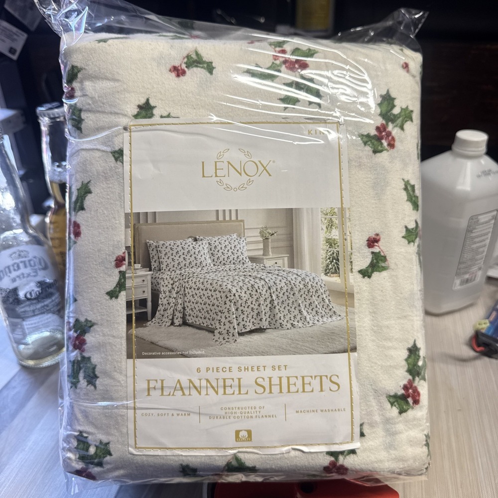 Lenox 6-Piece Soft & Warm 100% Cotton Flannel Sheet Set, King